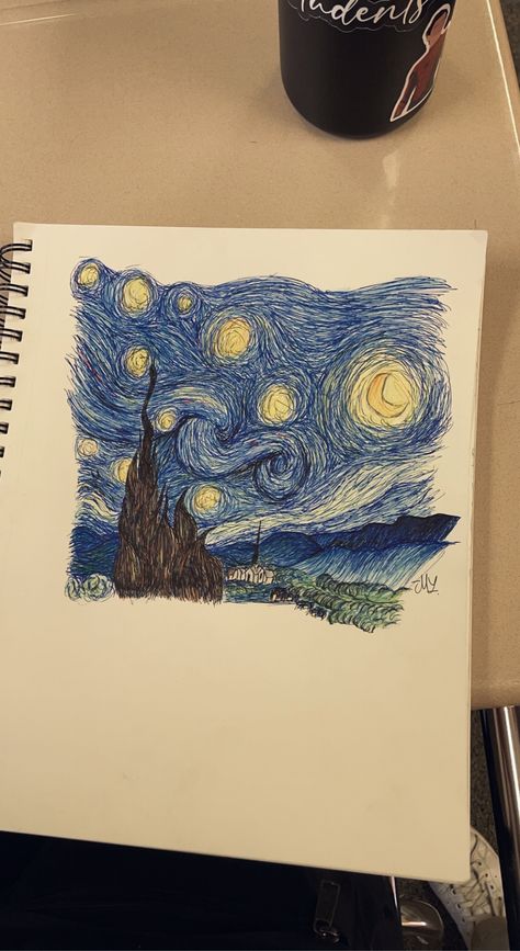 Van Gogh Drawings, فنسنت فان جوخ, Arte Doodle, Posca Art, Arte Van Gogh, The Starry Night, Van Gogh Art, Easy Drawings Sketches, Art Diary