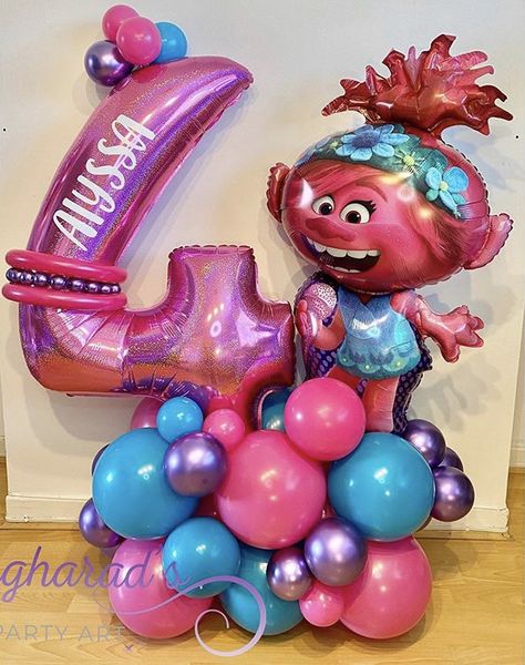 Poppy From Trolls, Troll Party Theme, Party Balloons Diy, Pig Birthday Cakes, Trolls Poppy, Trolls Birthday Party, Troll Party, Balloon Delivery, Peppa Pig Birthday