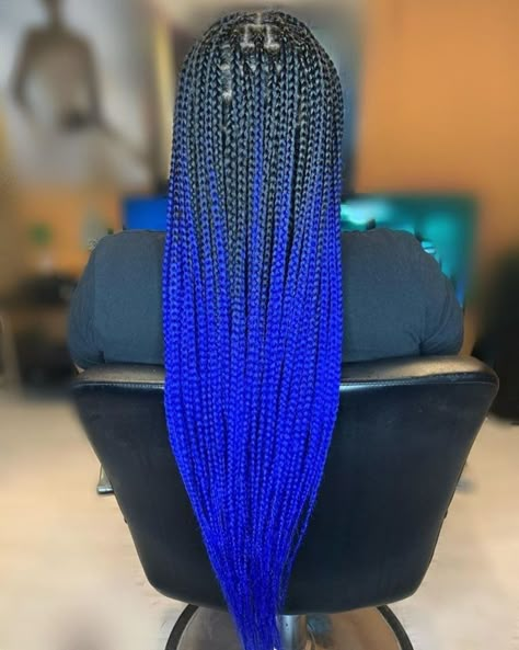 Blue Box Braids, Violet Fashion, Blue Braids, Black Kids Braids Hairstyles, Colored Box Braids, Knotless Box Braids, Ombre Braid, Cute Box Braids, Big Box Braids