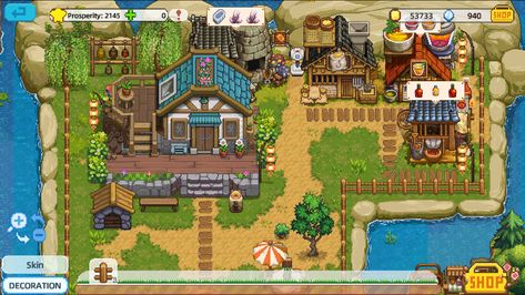 Gamification Ui, Harvest Town, Map Game, Town Games, Videogame Art, Map Games, Pixel Design, Gaming Decor, Harvest Moon