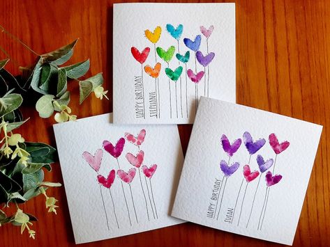 Happy Birthday Susan, Watercolour Heart, Watercolor Christmas Cards Diy, Watercolor Birthday Cards, Watercolor Birthday, Watercolor Greeting Cards, Watercolor Heart, Paint Cards, Cafe Style