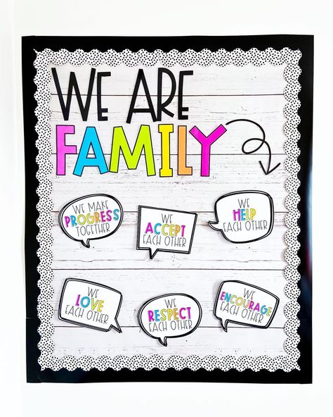 3 Blonde Bloggers on Instagram: “WE ARE FAMILY 💕 We always refer to our classes as a “family”, so we’re excited to add this new bulletin board and door decor set to our…” We Are Family Classroom Door, We Are Family Bulletin Board Ideas, Our Classroom Is A Family Bulletin Board, Family Theme Classroom Decoration, Our Class Is Family Bulletin Board, We Are Family Classroom Display, Family Picture Bulletin Board Ideas Preschool, My Family Bulletin Board Ideas, In This Classroom We Are Family