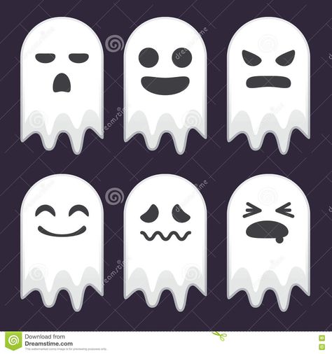 Collection Of Cute Ghost With Different Face Expression Stock ... Ghost Expressions, Cute Ghost Face, Ghost Face Paint, October Bujo, Funny Ghosts, Ghost Illustration, Halloween Rocks, Ghost Decoration, Funny Ghost