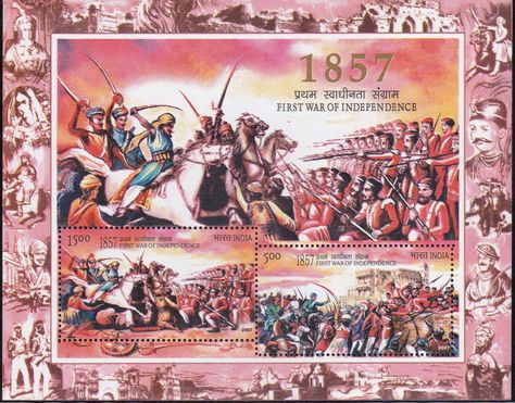 2282 First War of Independence 1857 [India Miniature Sheet 2007] Revolt Of 1857 Project Cover Page, Revolt Of 1857 Pictures, Revolt Of 1857 Project, Independence Images, History Of Kashmir, Independence Day Photos, Project Cover Page, Creative School Project Ideas, Pink Nature