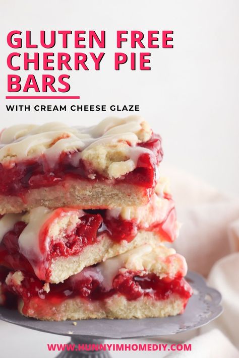 These delicious gluten free cherry pie bars are one of the best gluten free desserts! They’re easy gluten free summer desserts for parties and BBQs. You’ll love these cherry pie bars gluten free because they’re quick gluten free desserts. Whether you need gluten free summer dessert recipes or summer desserts for a BBQ, this gluten free cherry pie recipe is perfect. #glutenfree Gluten Free Jello Desserts, Simple Gf Desserts, Gf Sf Desserts, Gluten Free Chess Bars, Gluten Free Puffed Pastry Recipes, Gluten Free Dinner For A Crowd, Gluten Free Nut Free Desserts, Gluten Free Memorial Day Desserts, Gluten Free 4th Of July Recipes