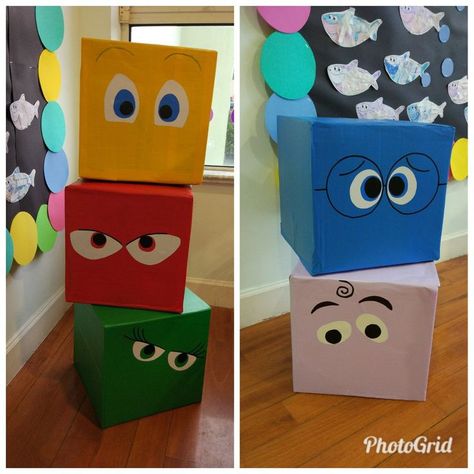 Inside Out Box Decoration, Emotion Classroom Decoration, Emotions Decoration Classroom, Emotions Classroom Decorations, Inside Out Parade Float Ideas, Inside Out Crafts Preschool, Inside Out Classroom Door Decorations, Inside Out Emotions Activities, Inside Out Classroom Theme Bulletin Boards