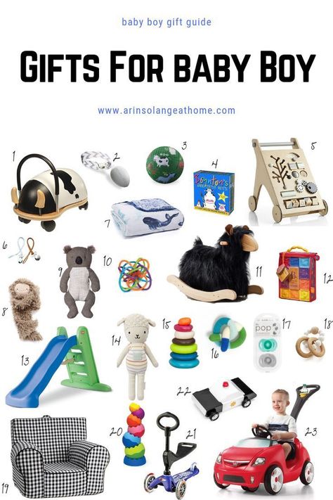 Are you ready to do your Christmas shopping, or other holiday or birthday shopping for a baby boy? Check out this post with the best baby boy gifts this year and streamline your shopping! https://www.arinsolangeathome.com #babyboygift #babyboypresent #babyboyguide Boy First Birthday Gift, Best Baby Boy Gifts, 1st Birthday Boy Gifts, Baby Boy Gift Baskets, Easy Homemade Christmas Gifts, Baby Boy Christmas, Gifts For Baby, Boy Gifts, Baby Boy Birthday