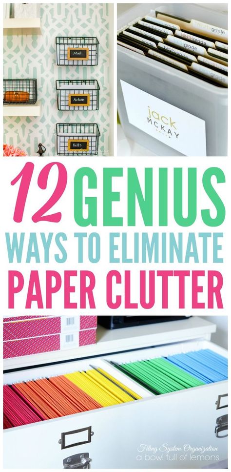 The best organizing paperwork ideas to eliminate clutter for good. Organize your bills and important documents with these great ideas! Paper Clutter Organization, Diy Organizer, Office Organization At Work, Organizing Paperwork, Bill Organization, Paper Clutter, Clutter Organization, Binder Organization, Important Documents