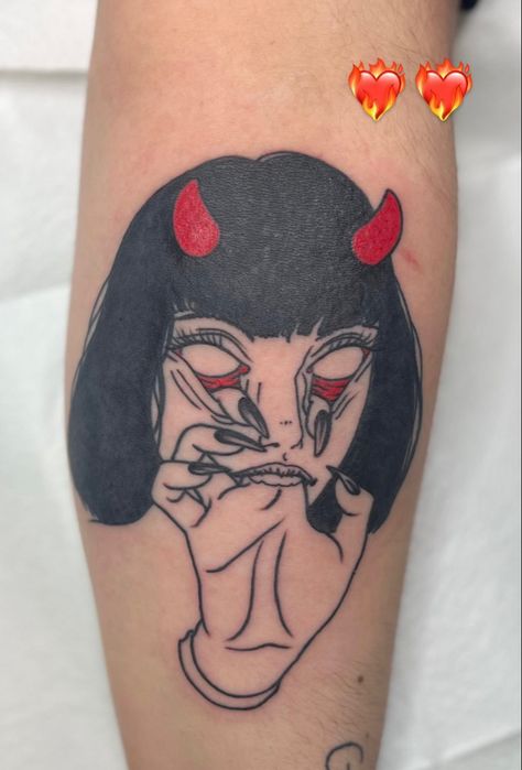 Angry Woman Tattoo, Face Melting Tattoo, Neo Traditional Pinup Tattoo, Clown Pinup Tattoo, Devil Pinup Tattoo, Maneater Tattoo, Simple Face Tattoo, Female Rage Tattoo, Pin Up Tattoos For Women