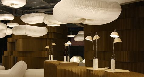 Cloud Softlight by Molo Design lighting Red Brick Interior, Cloud Lighting, Outdoor Patio Lighting, Cloud Ceiling, Paper Furniture, Cloud Lights, Exhibit Design, Canopy Lights, Modern Light Fixtures