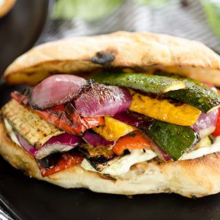 Grilled Vegetable Sandwiches with Whipped Basil Goat Cheese Spread | greens & chocolate Goat Cheese Sandwich, Basil Goat Cheese, Vegetable Sandwiches, Vegetable Couscous Salad, Goat Cheese Spread, Focaccia Sandwich, Grilled Vegetable Sandwich, Vegetarian Grilling Recipes, Gyro Wrap