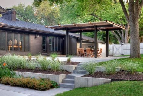 Top 60 Patio Roof Ideas - Covered Shelter Designs Pergola Corner, Pergola Modern, Landscaping On A Hill, Covered Patio Design, Shelter Design, Patio Pergola, Pergola Ideas, Modern Pergola, Pergola Attached To House