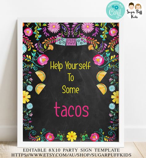 Printable Chalkboard Taco Twosday Birthday Party Sign, Instant Download Fiesta Table Top Sign, Black Fiesta Party Decor, Printable Taco Sign Taco Twosday Birthday Party, Twosday Birthday Party, Taco Twosday Birthday, Fiesta Party Decor, Fiesta Table, Taco Twosday, Sugar Puffs, Fiesta Party Decorations, Party Sign