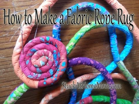 How To Make A Fabric Rope Rug – Needle Work Jelly Roll Rugs, Jelly Roll Rug, Fabric Twine, Rag Rug Diy, Homemade Rugs, Making Rugs, Rugs To Make, Rag Rug Tutorial, Rope Rug