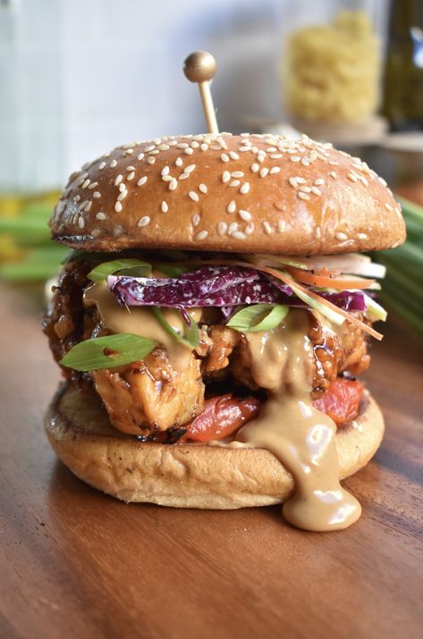 Ultimate Kung Pao Fried Chicken Sandwich - Sauced Up! Foods Asian Chicken Sandwich, Restaurant Style Ranch, Restaurant Style Ranch Dressing, Bulking Foods, Chicken Sandwich Sauce, Sauced Up Foods, Sandwich Cafe, Crispy Chicken Sandwiches, Sandwich Sauces