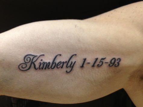 20 year anniversary tattoo would never have his name on my body. But the date everything changed. Would be cool. Kimberly Tattoo Name, Tattoo Name Fonts, Anniversary Tattoo, Name In Cursive, Design Your Own Tattoo, Pretty Hand Tattoos, Hand Tats, 20 Year Anniversary, Face Tattoo