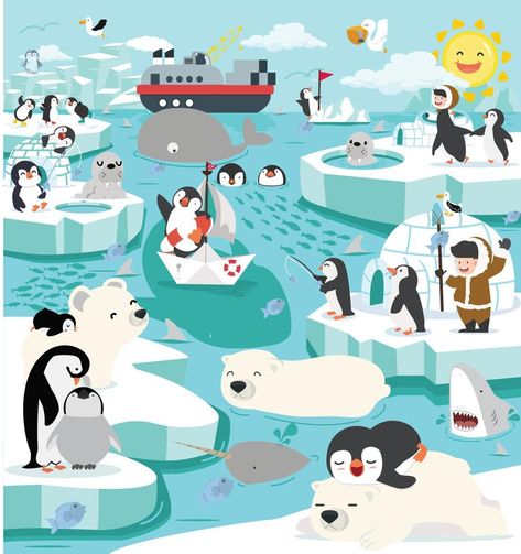 Animals Landscape, Animal Illustration Kids, Abc Poster, Landscape Background, Animal Habitats, The North Pole, Arctic Animals, We Bare Bears, Yay Images