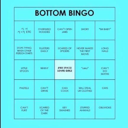 Bottom Bingo Template, Bottom Bingo, Gal Aesthetic, Character Sheet Template, Bingo Sheets, Bingo Template, Inappropriate Thoughts, Funny Memes About Girls, Story Games