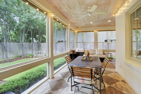 always in a southern state of mind: house in the 'hood Porch To Sunroom Conversion, Porch To Sunroom, Sunroom Remodel, Screened In Porch Decorating Ideas, Deck Addition, Screened Porch Designs, Porch Decorating Ideas, Enclosed Patio, Screen Porch