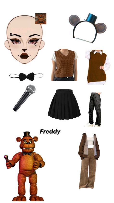 Halloween costume cosplay Fnaf Outfit Ideas, Fnaf Cosplay Ideas, Fnaf Halloween, Fnaf Makeup, Season Costumes, Classy Costumes, Freddy Costume, Fnaf Outfits, Fnaf Costume