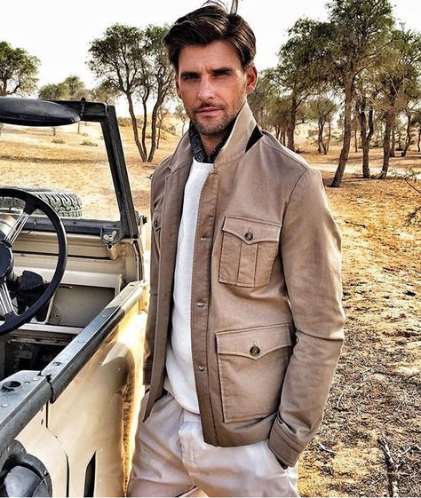 Johannes Huebl, Safari Outfit, Safari Outfits, Safari Chic, British Khaki, Mens Fashion Simple, Best Dressed Man, Dapper Gentleman, Mens Fashion Rugged