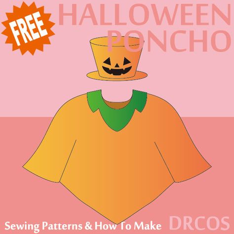 Pumpkin Costume - Free Japanese Cosplay Sewing Pattern! You can learn to sew Japanese patterns at www.japanesesewingpatterns.com Poncho Pattern Sewing, Great Costume Ideas, Pumpkin Costume, Cosplay Tips, Costume Patterns, Poncho Pattern, Cosplay Diy, Learn Japanese, Japanese Patterns