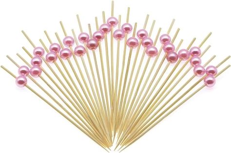 Amazon.com | Minisland Pink Pearl Bamboo Cocktail Picks 4.7 Inch Long Fancy Toothpicks for Appetizers Drinks Fruits Party Food Garnish Skewer Sticks 100 Counts- MSL153: Cocktail Picks Pink Charcuterie, Fruit Skewer, Sushi Dessert, Charcuterie Food, Cocktail Cupcakes, Cone Dessert, Dessert Charcuterie, Charcuterie Display, Food Garnish