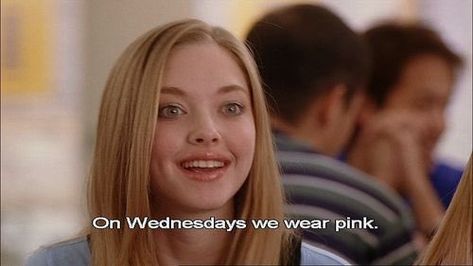 mean girls on wednesdays we wear pink 00s On Wednesday We Wear Pink, Mean Girl Quotes, Cult Classic Movies, Karen Smith, Wednesdays We Wear Pink, The Princess Bride, Comedy Film, Famous Movie Quotes, Regina George