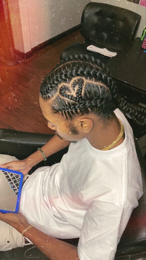 Smino Rapper Hairstyles, Heart Braids For Men, Heart Braids Men, Black Boy Hairstyles Braids, Boy Cornrow Hairstyles, Black Boy Braids Hairstyles, Braids For Men Black, Braids On Guys, Black Boy Braids