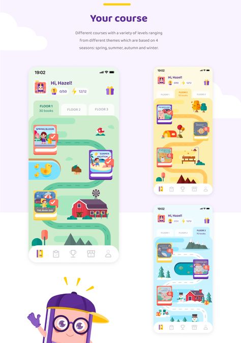 Lingood - Learning English App :: Behance Gamification App Design, Education App Ui Design, Learning App Ui Design, Game App Design, Gamification Education, Kids App Design, English App, การออกแบบ Ui Ux, Apps Ideas