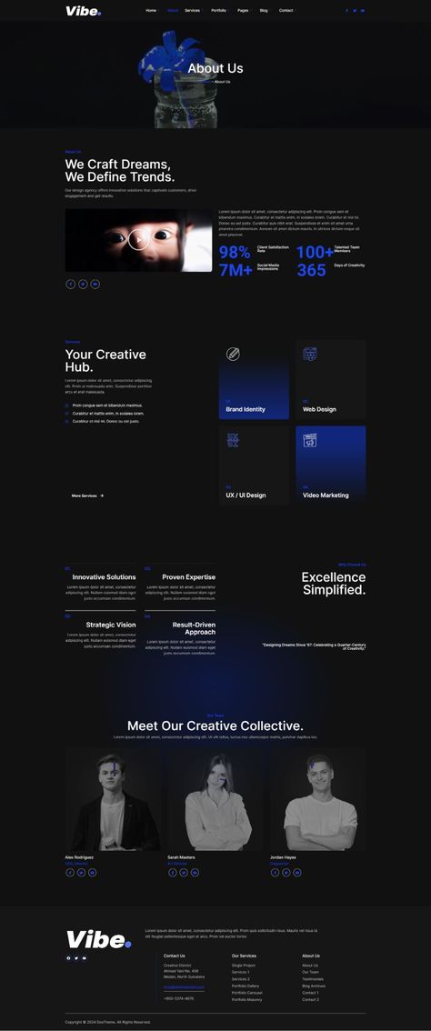 Vibe - Dark Digital Creative Agency & Portfolio Elementor Template Kit Newsletter Layout, Agency Portfolio, Digital Creative Agency, Websites Design, Website Ideas, Agency Website, Dark Style, Dark Mode, Digital Agency