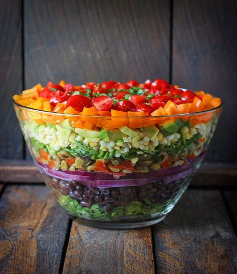 Seven Layer Salad with Creamy Salsa Vinaigrette Healthy Food Quotes, Seven Layer Salad, Resep Smoothie, Layered Salad, What You Eat, Nutrition Advice, Eating Healthy, Heart Healthy, Fitness Diet