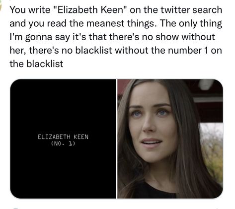 Elizabeth Keen, Megan Boone, The Blacklist, James Spader, Harry Potter Film, The Mentalist, My Images, Movie Tv, Writing