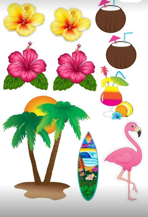 Hawaiian Party Cake, Tropical Paradise Theme, Flamingo Topper, Flamingo Cake Topper, Hawaiian Cake, Photo Cake Topper, Aloha Party, Hawaiian Party Decorations, Flamingo Birthday Party