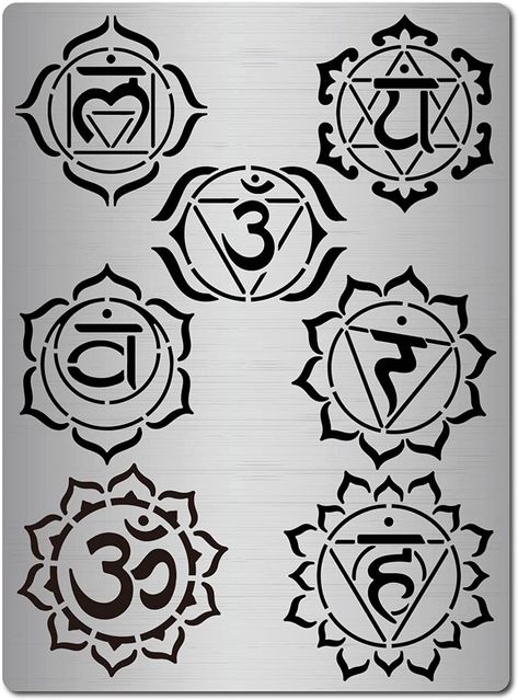 GORGECRAFT Metal Chakra Stencil Mandala Yoga Om Symbols Reusable Stencils Third Eye Throat Heart Templates for Meditation Crown Painting on Wood Wall Canvas, Wood Burning, Pyrography Engraving : Amazon.ca: Home Yoga Om Symbol, Canvas Furniture, Crown Painting, Art Chakra, Chakra Mandala, Yoga Om, Chakra Symbols, Chakra Art, Reusable Stencils