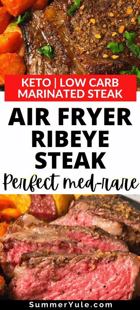 Air Fryer Ribeye, Air Fryer Rib Eye Steak Recipes, Ribeye In The Air Fryer, Ribeyes In The Air Fryer, Chuck Eye Steak In Air Fryer, Rib Eye Air Fryer, Air Fryer Chuck Eye Steak, Rib Eye Steak In Air Fryer, Ribeye Air Fryer Recipes