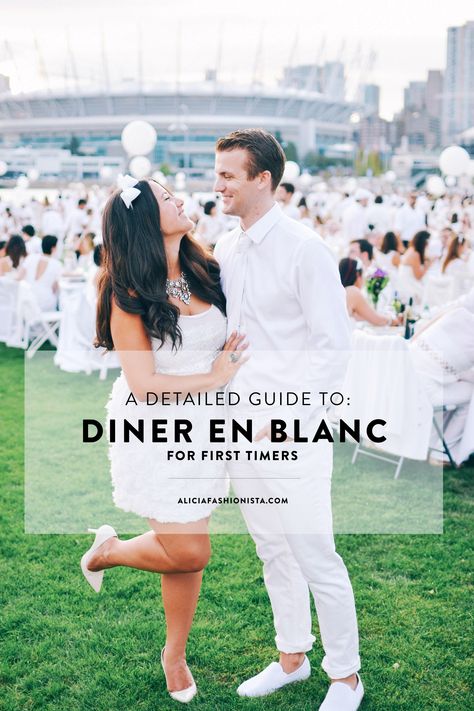 Everything You Need To Know About Diner en Blanc - Alicia Fashionista Le Diner En Blanc Outfits, Diner En Blanc Table Ideas, All White Mens Outfit, Picnic Dinner Party, White Party Attire, White Party Outfit, Dinner Party Summer, Glass Cake, Outdoor Dinner