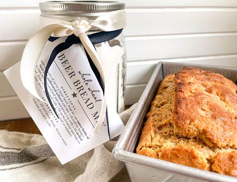 Whole Wheat Beer Bread Mix - Quick Inexpensive Jar Gift (With or Without Alcohol) - An Oregon Cottage Beer Bread Mix, Flavored Beer, Apple Fritter Bread, Non Alcoholic Beer, Wheat Beer, Beer Bread, Soda Water, Bread Mix, Bread Serving