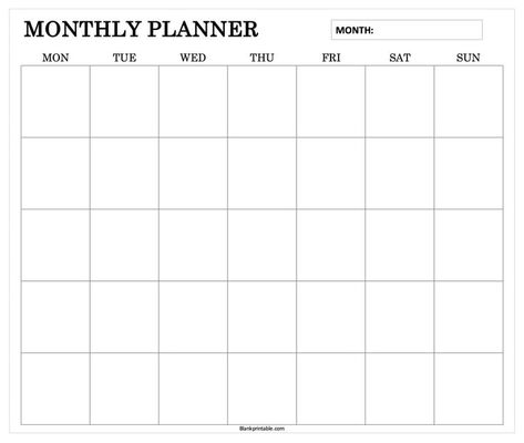 Monday start monthly planner calendar grid is provided in this template to write the day wise monthly schedule. Planner Template For School, Month Schedule Planner, Monthly Study Planner, Monthly Calendar Design, Monthly Schedule Planner, Student Planner Organization, Monthly Schedule Template, Month Calendar Template, Free Monthly Planner