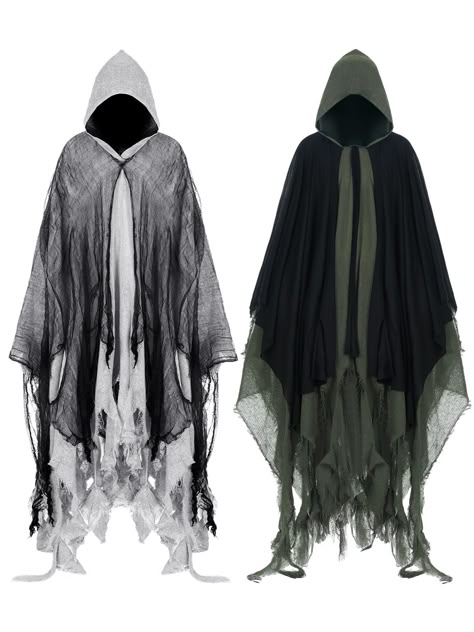 PRICES MAY VARY. Step into Halloween Magic: engage in a delightful mix of Halloween excitement and horror with our spectacular hooded cloak; Perfectly designed for Halloween, this haunting cloak adds an eerie and vintage vibe to your outfit, making it an ideal Halloween costume for men who want to engage in horrid play; Make your onlookers shudder with this scary yet fascinating costume Celebrating Gothic Cosplay Elegance: elevate your cosplay costumes collection with this indispensable piece; O Cloak With Embroidery, Dark Wizard Costume, Swamp People Costume, Graveyard Costume Ideas, Female Wizard Costume, Creepy Costumes For Women, Diy Ghost Costume For Women, Grim Reaper Costume Women, Cool Witch Costumes