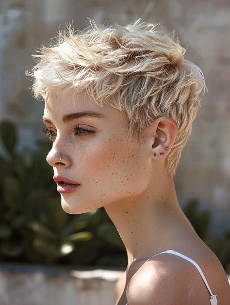 Bold and Beautiful: Pixie Haircut Styles to Inspire Your Next Look Very Short Haircut Women, Buzz Pixie Haircut, Pixie Hair Women, Short Blonde Hairstyles Pixie, Blond Pixie Haircut, Short Hairstyle Women Pixie, Very Short Hair For Women, Very Short Blonde Hair, Very Short Hair Women