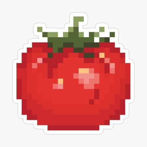 Tomato Sticker, 32x32 Pixel Art Grid, Cute Pixel Art, Pixel Art Grid, Soft Aesthetic, Pixel Art Pattern, Sticker Cute, Art Stickers, Gravity Falls