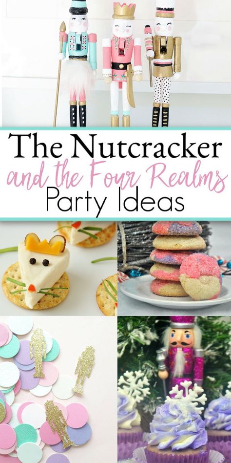 The Nutcracker and the Four Realms is a fun take on the Christmas classic. It's a great Christmas party theme and in this post you will find crafts, recipes, decor, and more. Nutcracker Themed Party Food, Nutcracker Christmas Party Theme, Nutcracker Party Games, Nutcracker Party Decoration, Nutcracker Tea Party Ideas, Nutcracker Party Food, Nutcracker Treats, Nutcracker Tablescapes, Nutcracker Party Ideas