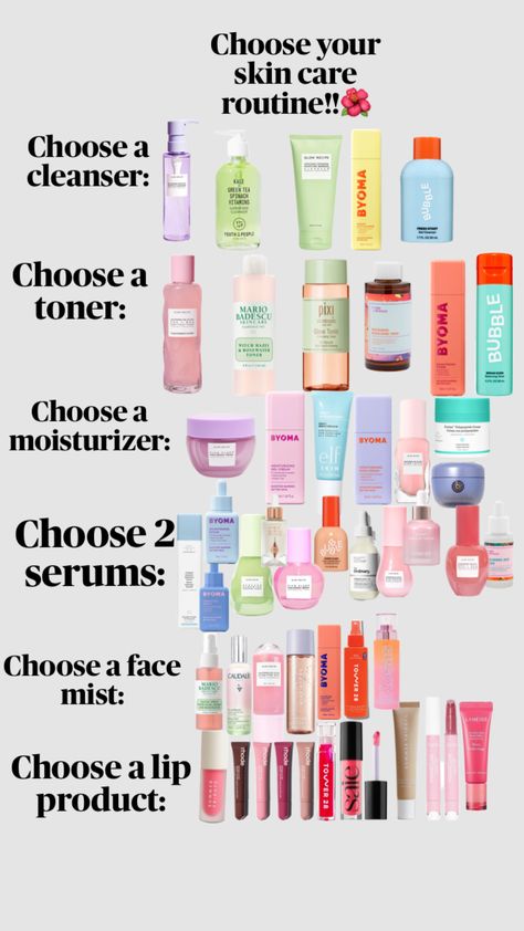 CHOOSE YOUR SKIN CARE ROUTINE 🌺💕#skincare #preppy #fyp 💖🫶🏼💖 Stuff To Get At Ulta, Skin Care To Buy, Aesthetic Skincare Pics, Skin Care Must Haves Products, Order Of Skincare Routine, Make Up And Skin Care Products, Gisou Skincare, Preppy Skincare Routine, Order Of Skin Care Products