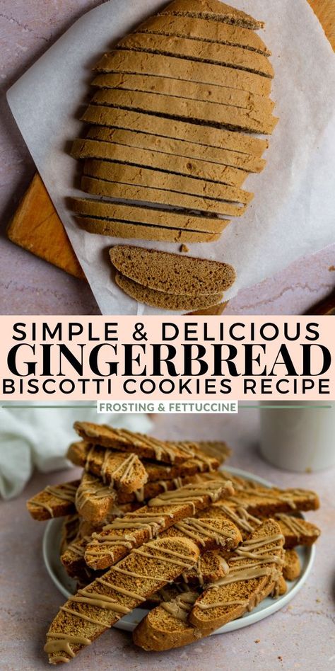 Gingerbread Biscotti Recipe, Biscotti Cookies Recipes, Gingerbread Biscotti, Brown Sugar Icing, Iced Gingerbread, Cookie Glaze, The Perfect Cookie, Hot Drinks Recipes, Scones Recipe Easy