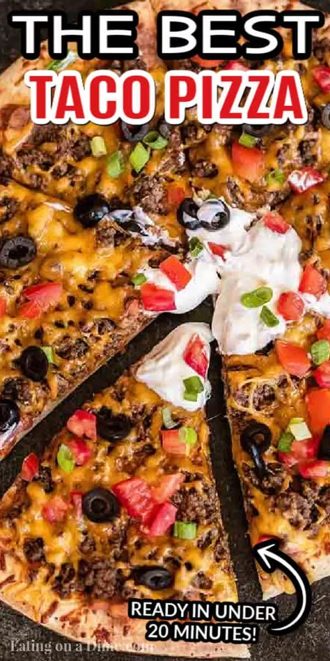 Easy Mexican Pizza, Easy Taco Pizza, Taco Pizza Recipe, Taco Pizza Recipes, Mexican Pizza Recipe, Homemade Taco Seasoning Mix, Homemade Refried Beans, Homemade Mexican, Mexican Pizza