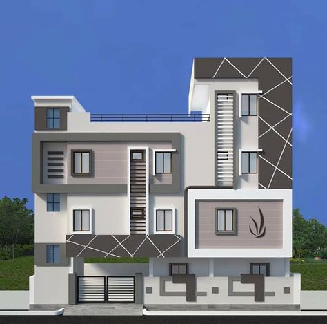 Outer Colour Of Indian House, 3 Floor Building Elevation Modern Style, South Facing House Elevation Design G+1, House Colour Exterior Indian, House Exterior Decoration, Modern Elevation Designs For House, Front Elevation Designs 2023, Home Front Wall Design, Exterior House Colors Indian Style