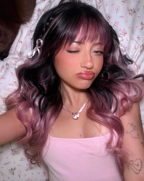 Miranda rae via instagram Aesthetic Colored Hair, Pink Hair Subtle, Subtle Hair Dye, Miranda Rae, Pink Hair Dye, Peekaboo Hair, Hair Color Streaks, Dye Hair, School Hair