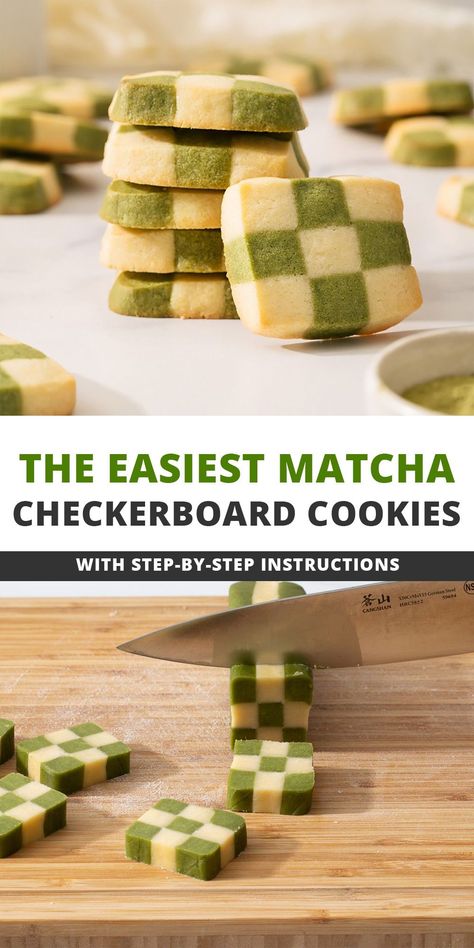 Slice And Bake Cookies, Checkerboard Cookies, Icebox Cookies, Matcha Cookies, Matcha Recipe, Tea Cookies, Bake Cookies, Matcha Powder, Tea Recipes