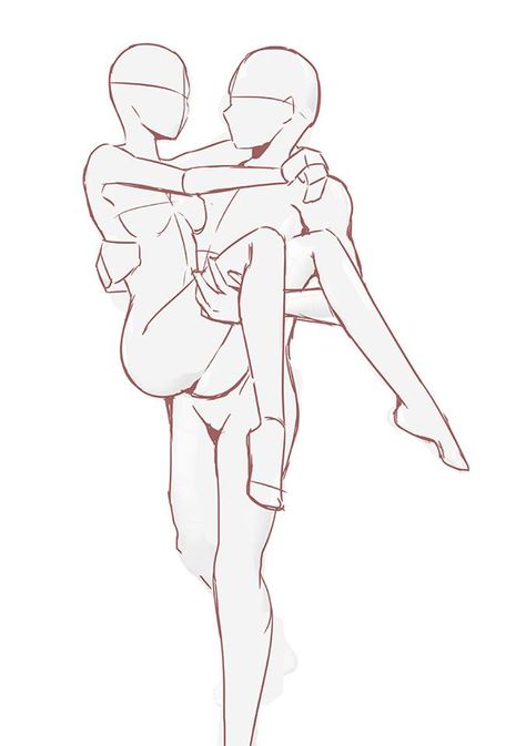 A Couple Hugging Drawing, Couple Anatomy Drawing, 2 People Drawing Poses Couple, Anime Carrying Someone Reference, Art Reference Romantic, Couple Poses Template, Drawing Reference Photos Couple, Arms Around Neck Couple Pose Drawing, Character Holding Character Pose